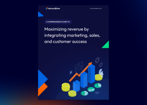 Guide on maximizing revenue by integrating marketing, sales, and customer success with graph and coins illustration